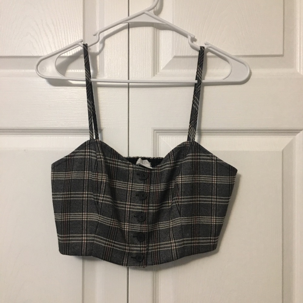 Urban Outfitters Plaid Button Crop Top